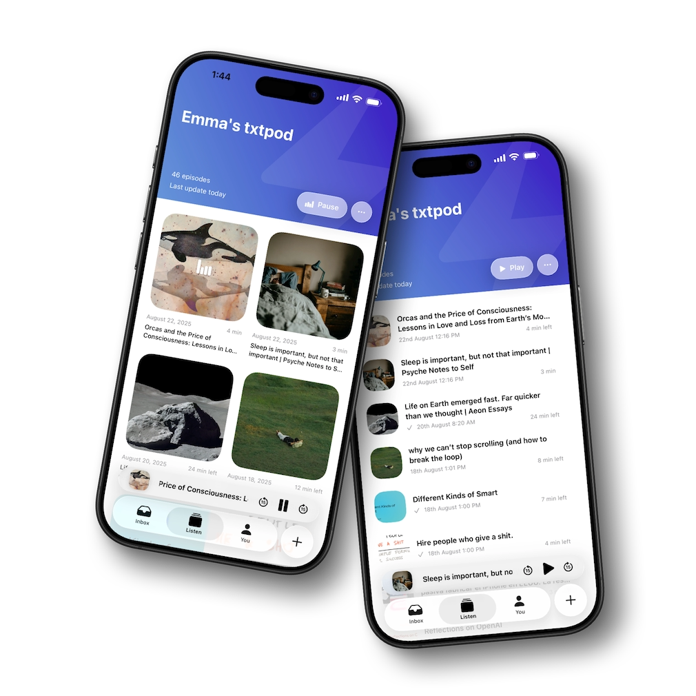 Convert articles to audio and listen later with natural voices
