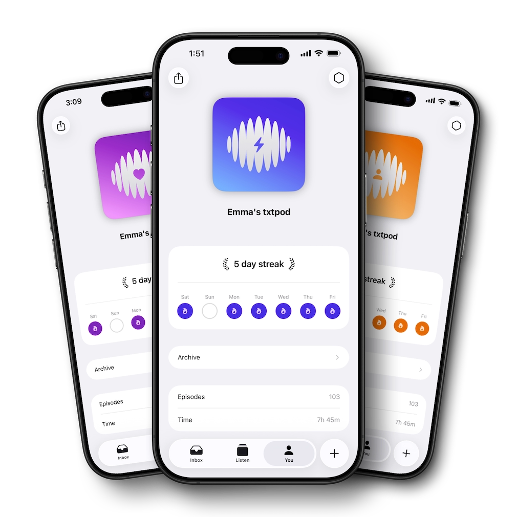 Keep streaks of articles listened and view stats